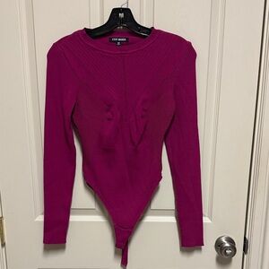 Steve Madden Fuchsia Long Sleeve Bodysuit